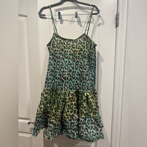 Juliet Dunn Green and Blue Leopard Dress